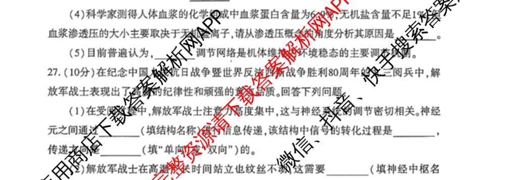 河南省洛阳市2025-2026学年第一学期期中考试高二(已更新物理 英语 语文等9份)生物试题