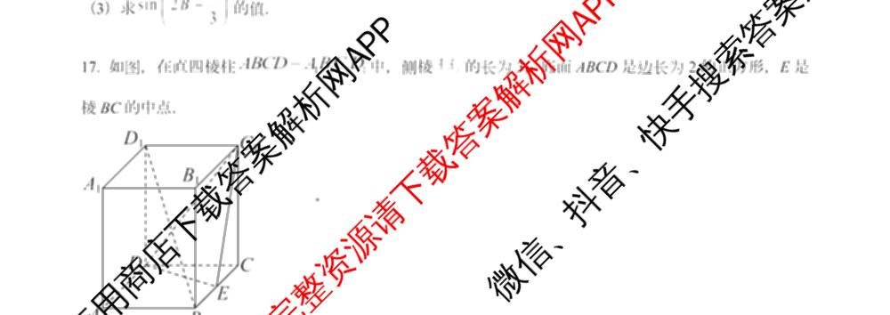 南开大学附属中学2026届上学期第一次阶段检测各科答案及试卷（含政治、数学、生物等）数学试题
