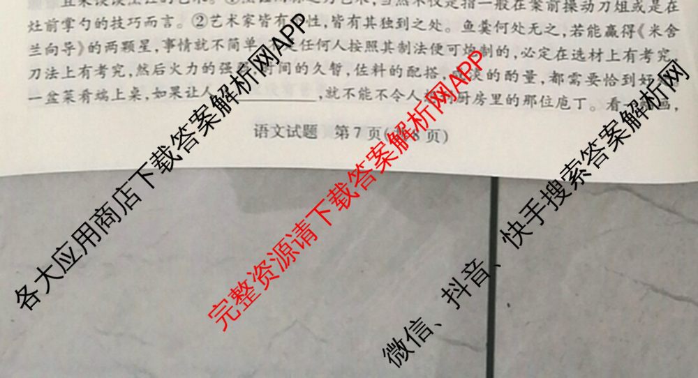 天一大联考2023-2024学年(下)高二年级期末考试各科答案及试卷（含历史 物理 语文等）语文试题