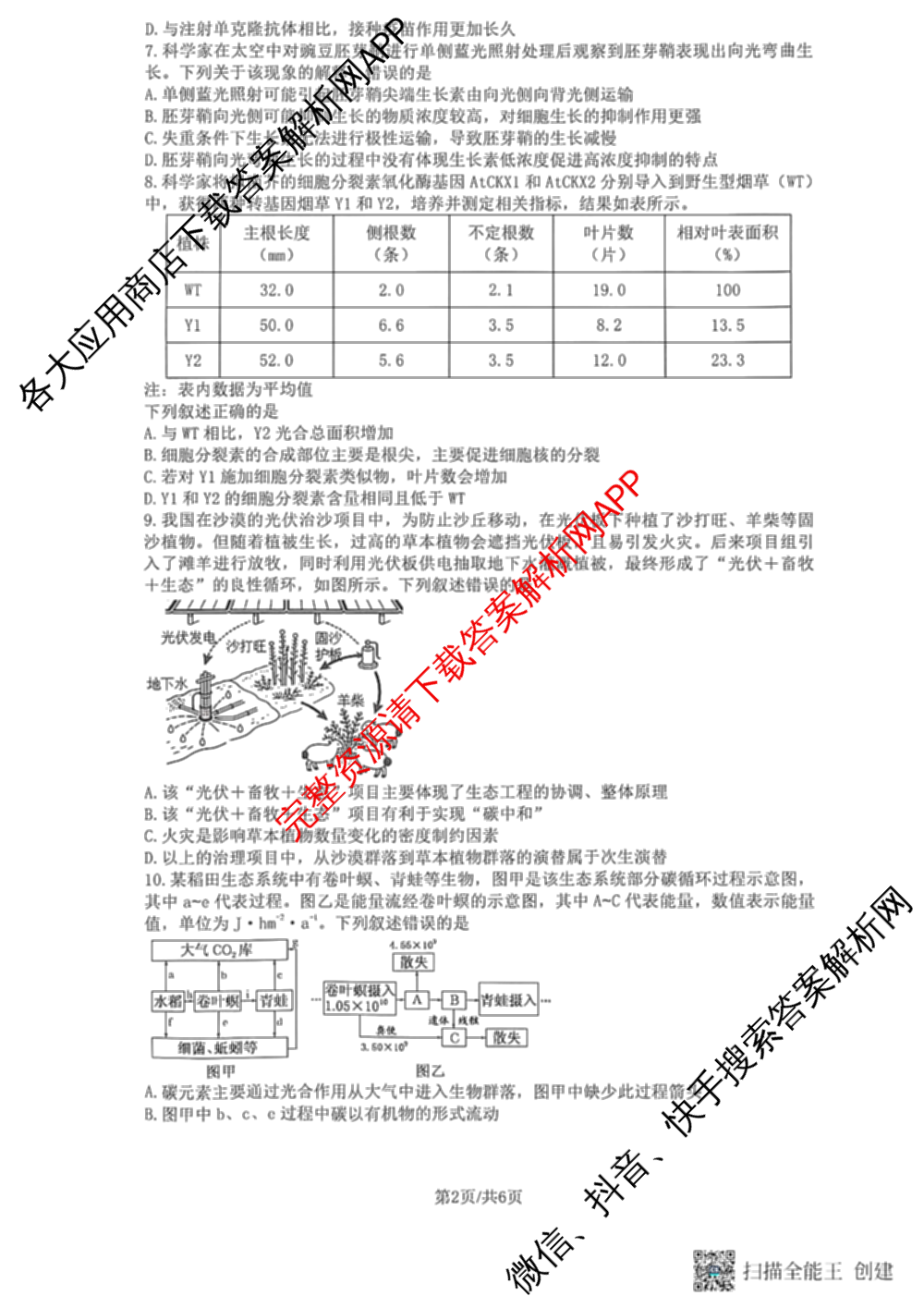 湖南省长望浏宁四区县市2026届高三四月份调研考试试卷及答案汇总（9科全）生物试题