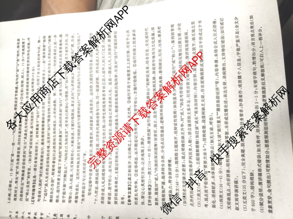 湖南省2025届高三冲刺压轴大联考各科答案及试卷（含数学 化学 政治等）语文答案