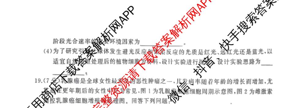 驻马店市2024~2025学年度第二学期期末质量监测高二各科答案及试卷（含生物、英语、语文等）生物试题
