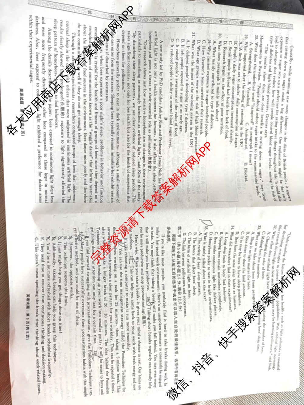 黑龙江2025年名校协作体高三一模试卷3月各科答案及试卷（含历史 物理 语文等）英语试题