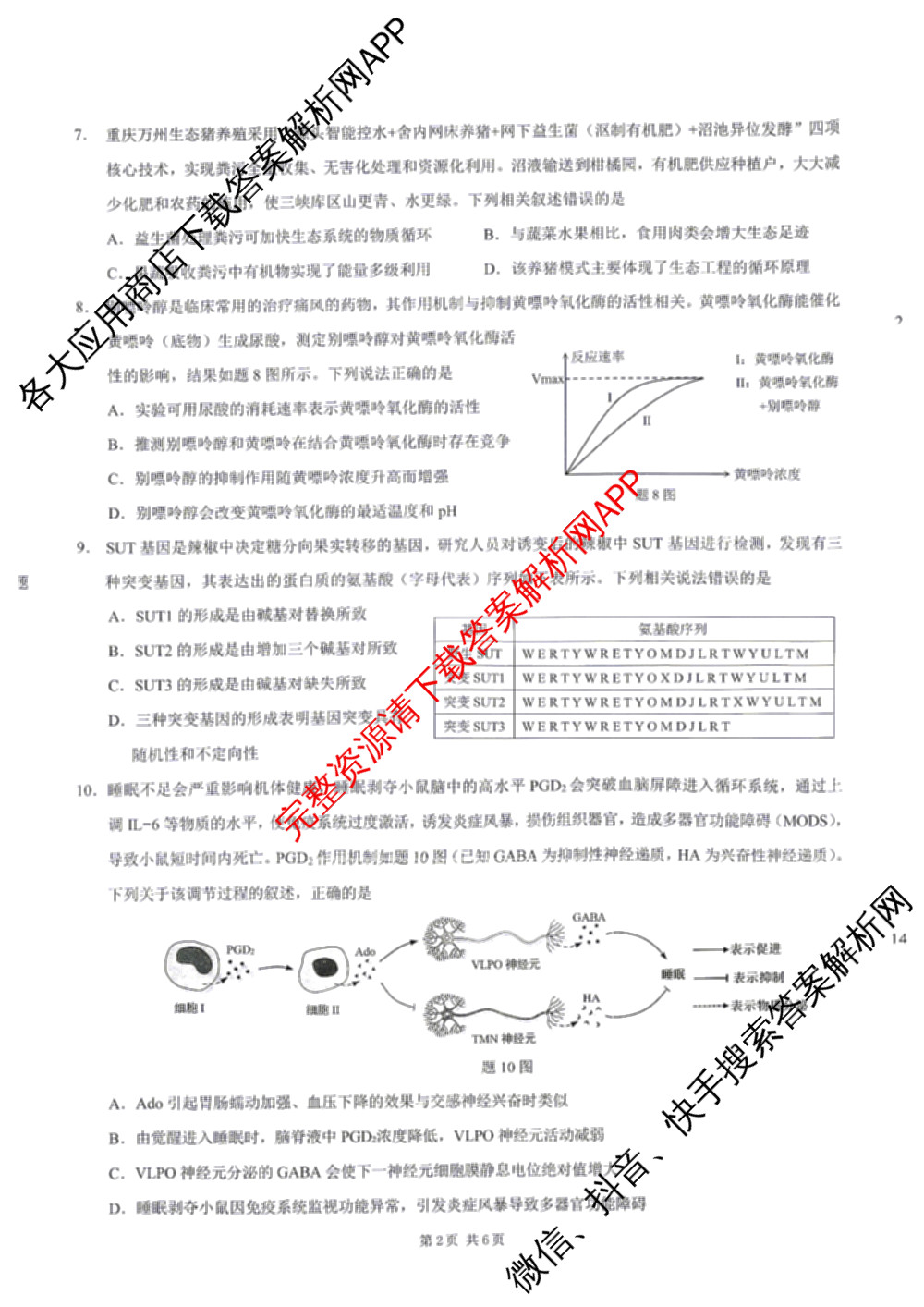[康德二诊]重庆康德2026年重庆市普通高中学业水选择性考试高三第二次联合诊断检测各科答案及试卷（含物理 历史 化学等）生物试题