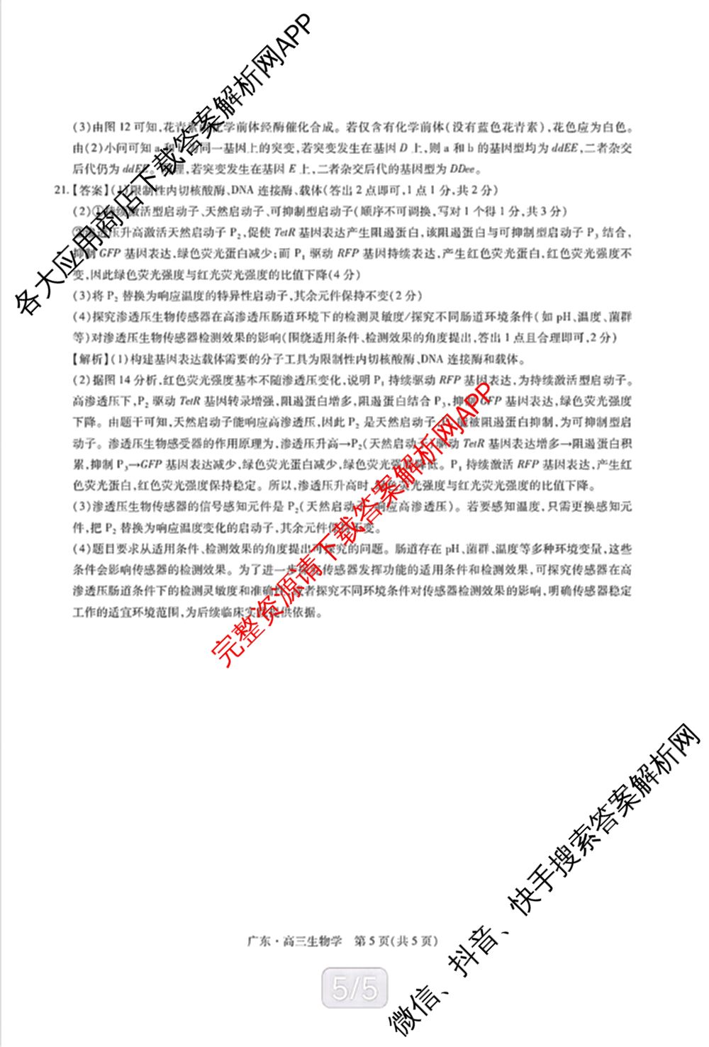 上进联考广东省2027届高三年级9月供题训练（含数学 日语 语文等）生物答案
