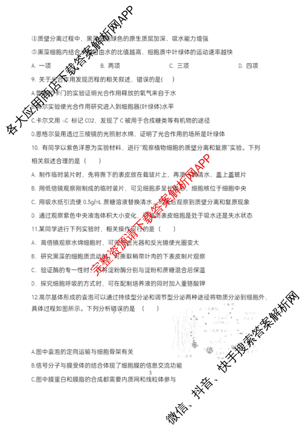 江苏省盐城市2025~2026学年度第一学期联盟校第一次联考高三年级（含地理 数学 语文等）生物试题