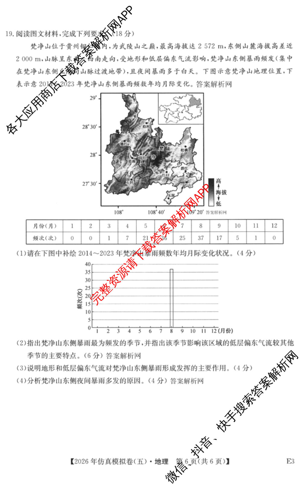 2026年全国高考仿真模拟卷(五)5各科答案及试卷(已更新地理(广西) 化学(广西) 历史(E2)等35份)地理试题