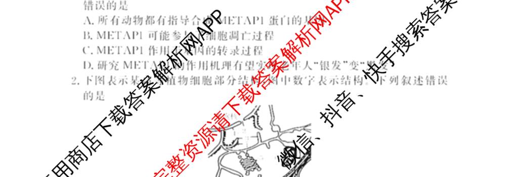 衡水金卷先享题2026年学科素养评价练(五)5各科答案及试卷（含政治(AH)【安徽四川甘肃专版】 物理(HN)【湖南专版】 生物(山东专版)等）生物试题