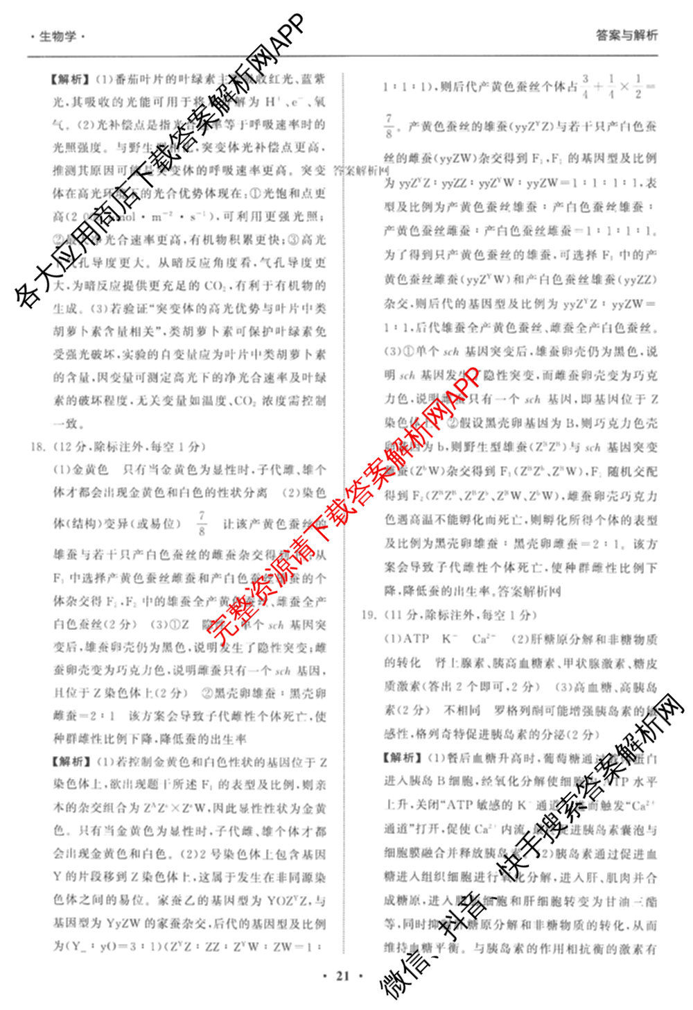 天舟高考衡中同卷2026年普通高等学校招生全国统一考试模拟信息卷(六)6试卷及答案汇总（含化学(山东版) 数学(无字母) 文综(新疆版)等）生物答案