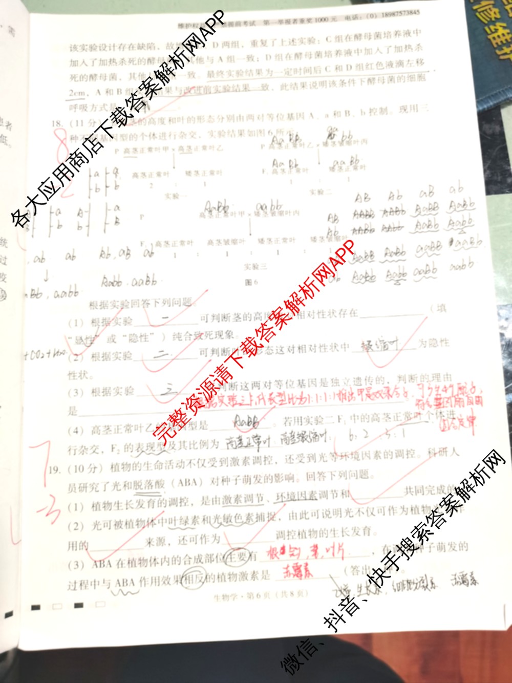 云南师大附中2026届高考适应性月考卷(二)(黑黑黑黑黑黑白黑白)（9科全）生物试题