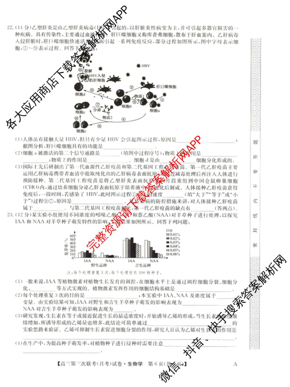 全国名校大联考2024~2025学年高三第三次联考(月考)试卷及答案汇总: 含生物(B)、物理(CS)、化学(C)试卷解析生物试题