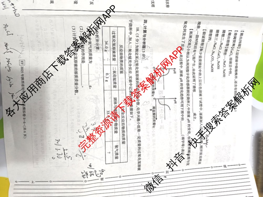 2025年陕西省初中学业水考试全真模拟卷[ET][试卷类型B]: 含物理 生物 化学试卷解析化学试题