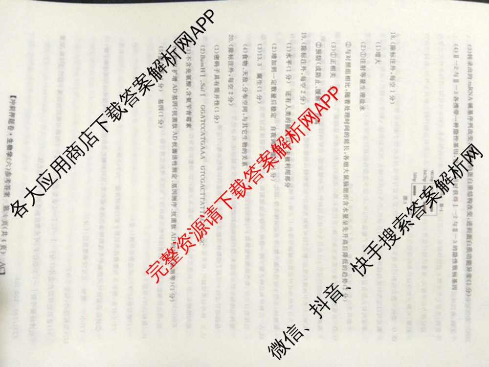 2026普通高等学校招生全国统一考试冲刺押题卷(六)6（含地理(HNY)、语文、生物(HBJ)等）生物答案