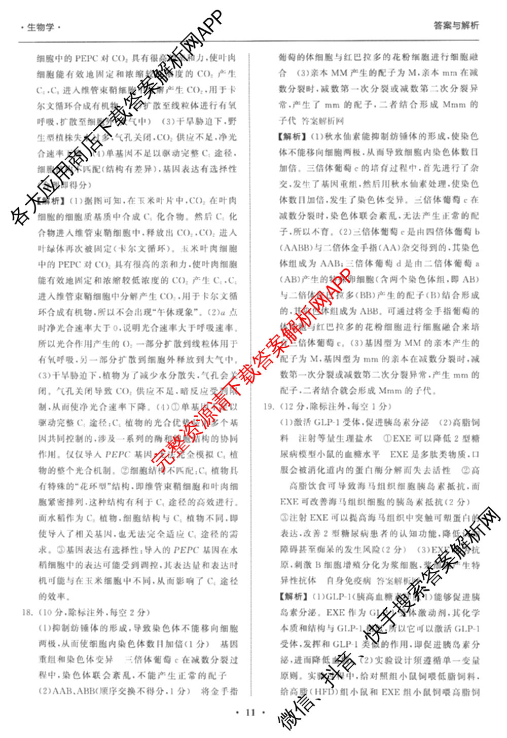 天舟高考衡中同卷2026年普通高等学校招生全国统一考试模拟信息卷(三)3试卷及答案汇总（含历史(GY) 物理(安徽版) 英语(通用版)等）生物答案