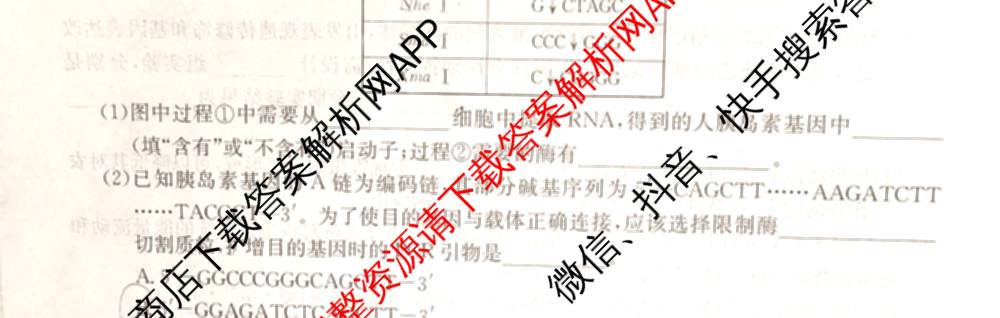 湖南省长郡中学2026届高三三模(无标题)各科答案及试卷（含政治、化学、历史等）生物试题
