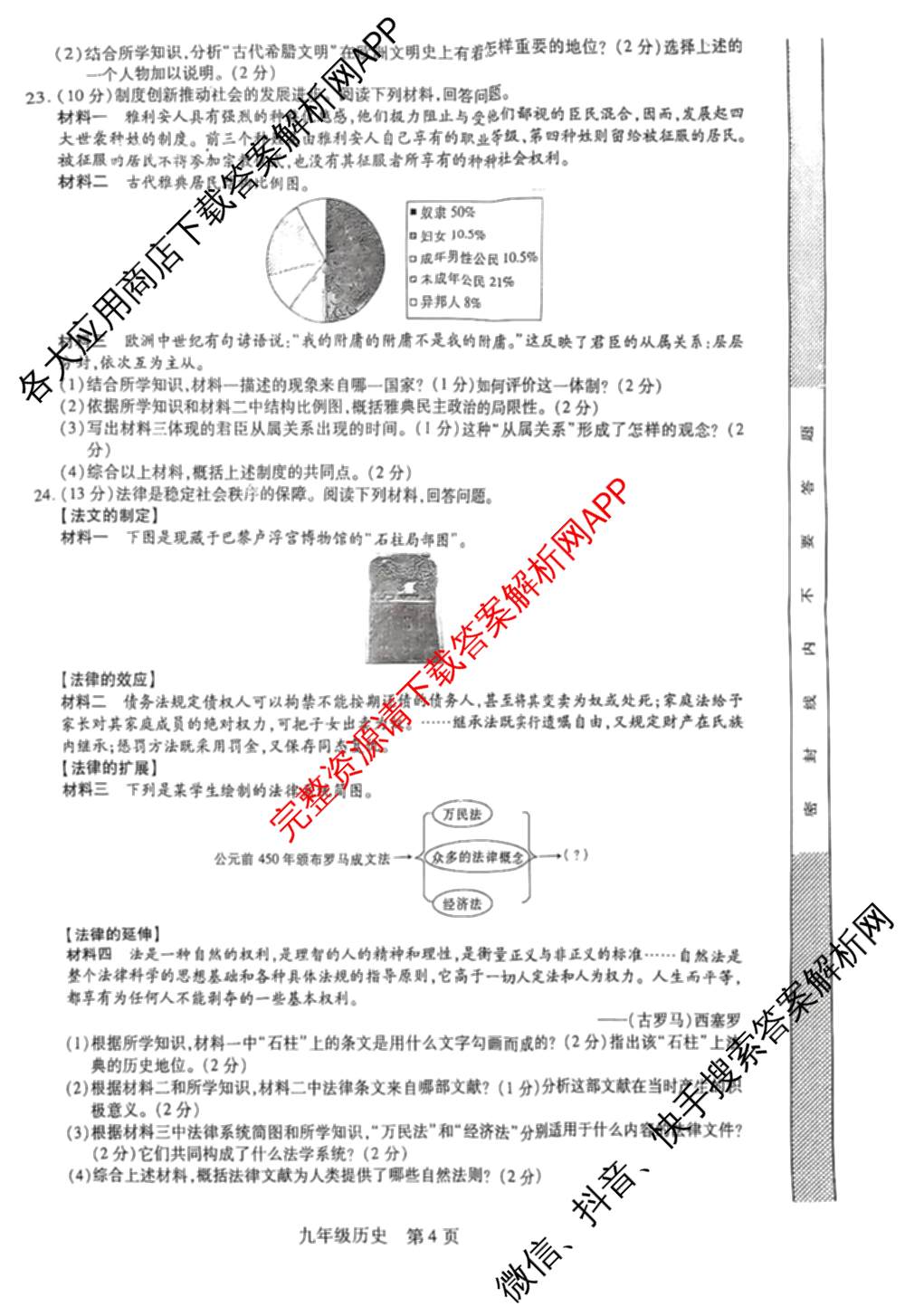 江西省2025-2026学年度九年级阶段性练(一)各科答案及试卷（含语文、化学、道德与法治等）历史试题