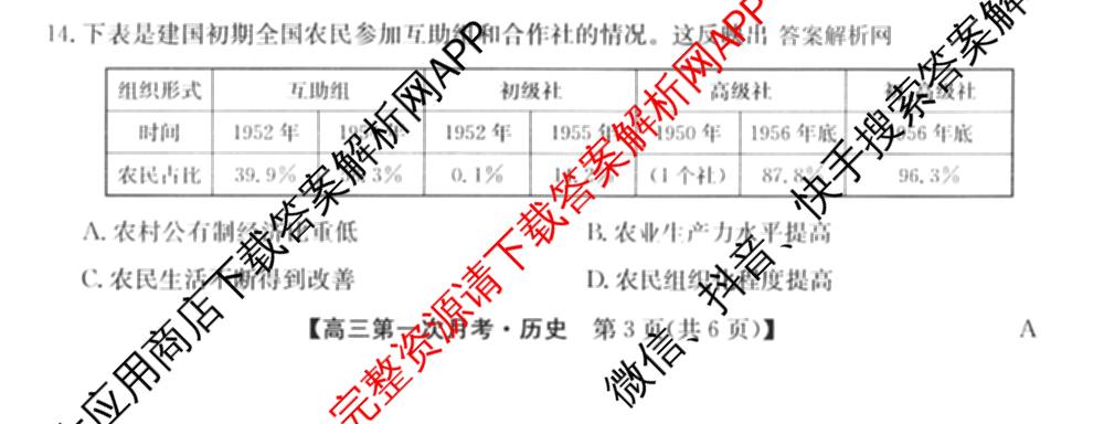 全国名校2026届高三月考滚动卷(一)1: 含化学(A) 政治(C) 地理(A)试卷解析历史试题