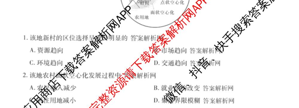 智慧上进2026届高三总复双向达标月考调研卷(六)6各科答案及试卷（含政治 数学(I) 英语(I)等）地理试题