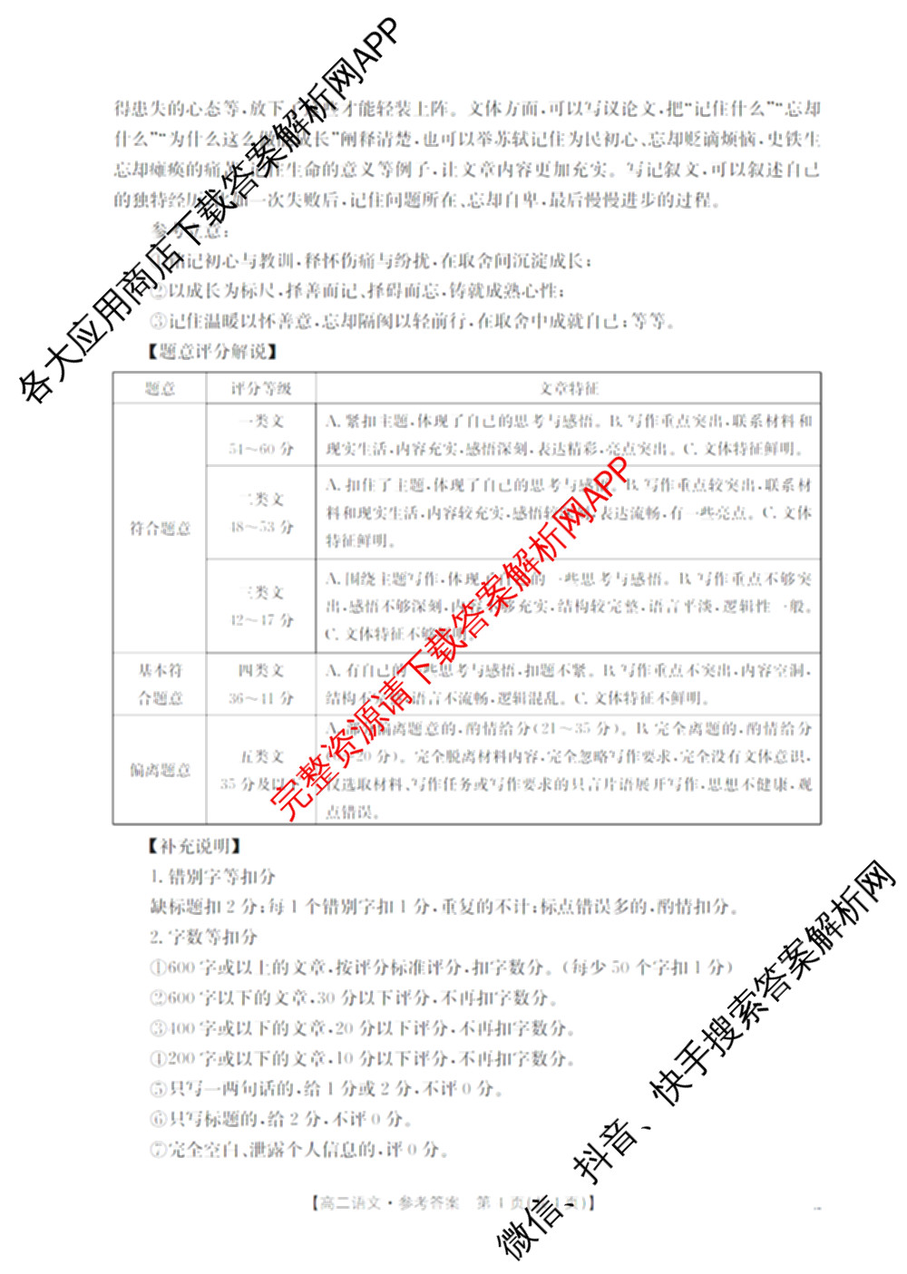 河北省沧州市2025-2026学年第一学期期末监测高一各科答案及试卷（含化学 历史 生物等9份）语文答案