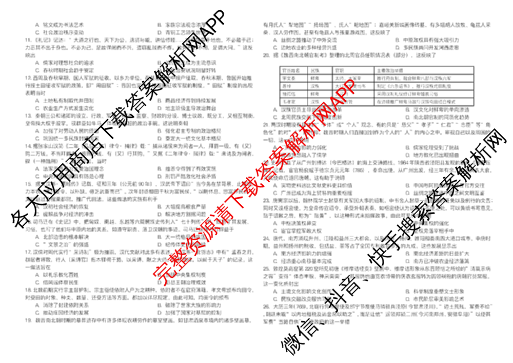 哈师大附中2023级高二下学期期末考试（9科全）历史试题