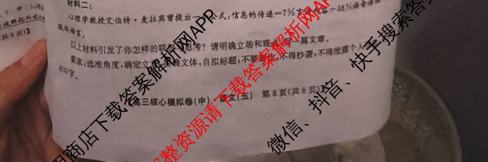 九师联盟2024~2025学年高三核心模拟卷(中)(五)5各科答案及试卷（含地理(HB) 物理(D1) 生物(D1)等）语文试题