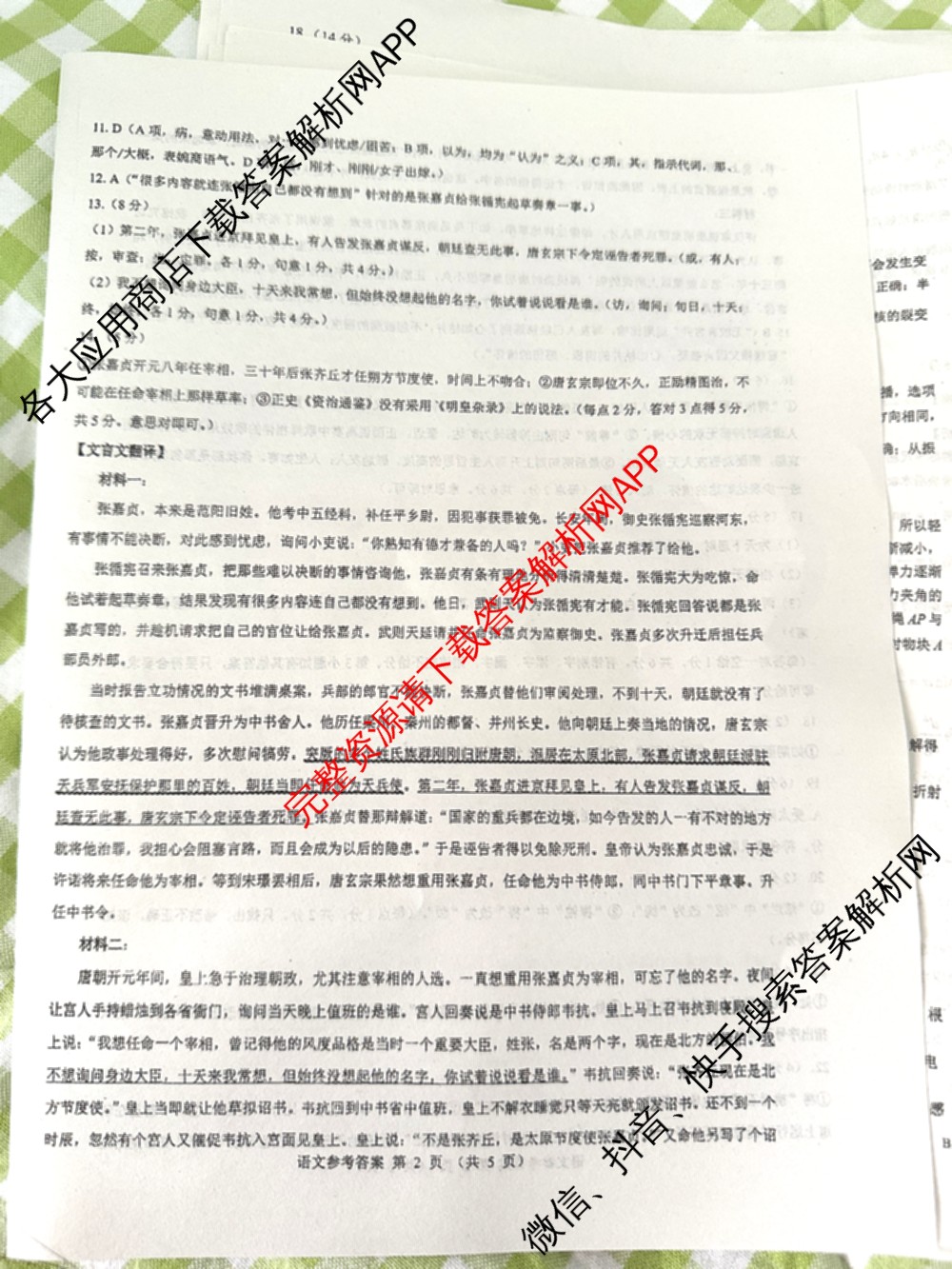 三重教育2025年高考适应性考试(二)各科答案及试卷（含历史(C) 地理(A) 物理等）语文答案