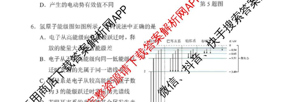 湖州、衢州、丽水2024年11月三地市高三教学质量检测各科答案及试卷（含政治 数学 日语等）物理试题