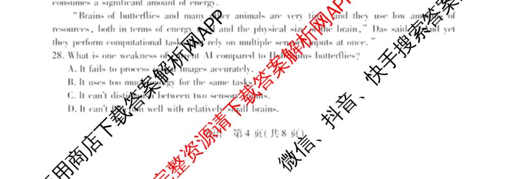 天一大联考2025-2026学年高三4月联考(HN202604)(4.7)试卷及答案汇总（含数学、化学、地理等）英语试题