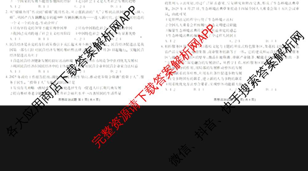 2025年茂名市普通高中高二年级教学质量监测（10科全）政治试题
