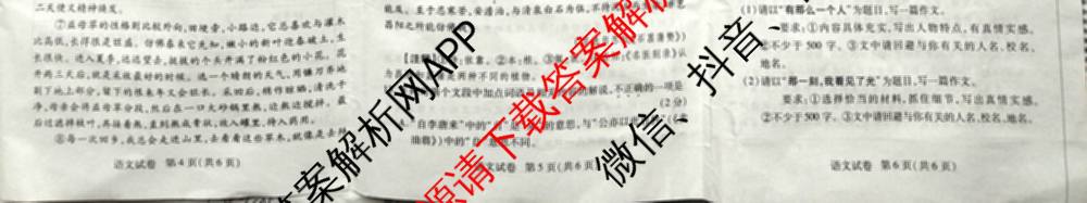 SC2025年春季七年级第三次学科素养调研卷: 含语文(人教版)、化学、道德与法治试卷解析语文试题