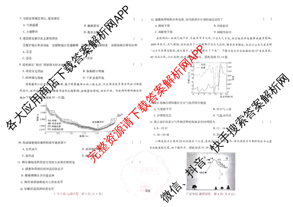 王后雄2024年普通高等学校招生全国统一考试预测卷各科答案及试卷（含语文(安徽专版)、政治(重庆专版)、历史(福建专版)等144份）地理试题