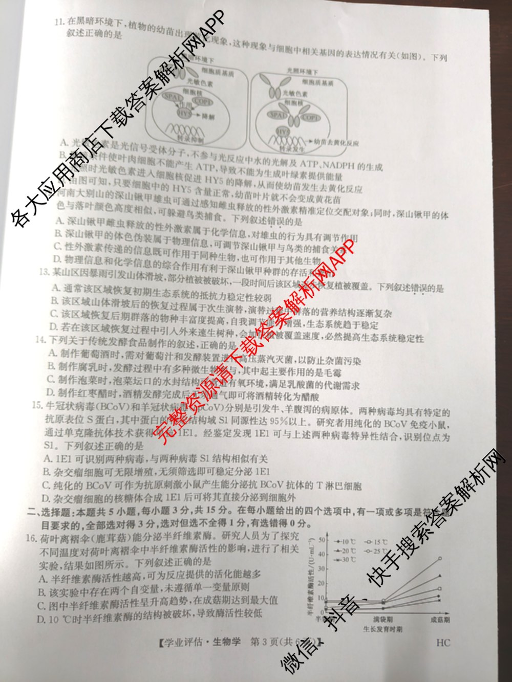 九师联盟2025-2026高三学业评估(4月)试卷及答案汇总（16科全）生物试题