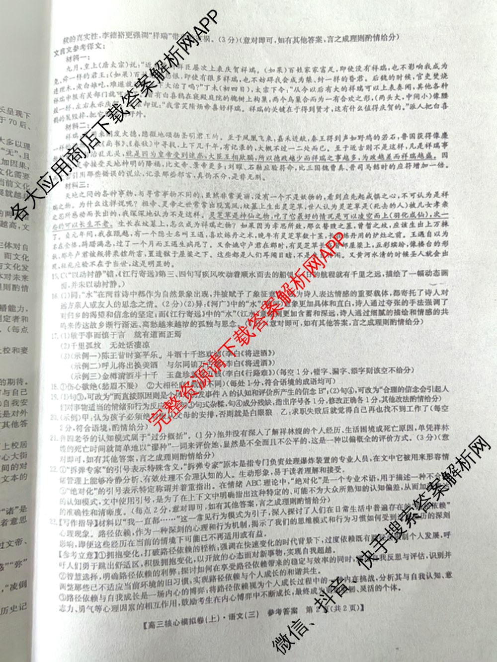 九师联盟2024~2025学年高三核心模拟卷(上)(三)3试卷及答案汇总: 含政治(A)、物理(HF)、语文试卷解析语文答案
