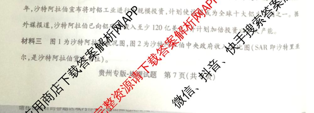 王后雄2024年普通高等学校招生全国统一考试预测卷各科答案及试卷（含语文(安徽专版)、政治(重庆专版)、历史(福建专版)等144份）地理试题