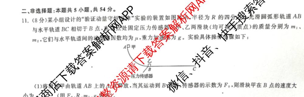 天舟高考衡中同卷2025届全国高三联合性检测(4月)（含物理(L专版)、生物(AH专版)、物理(J专版)等）物理试题