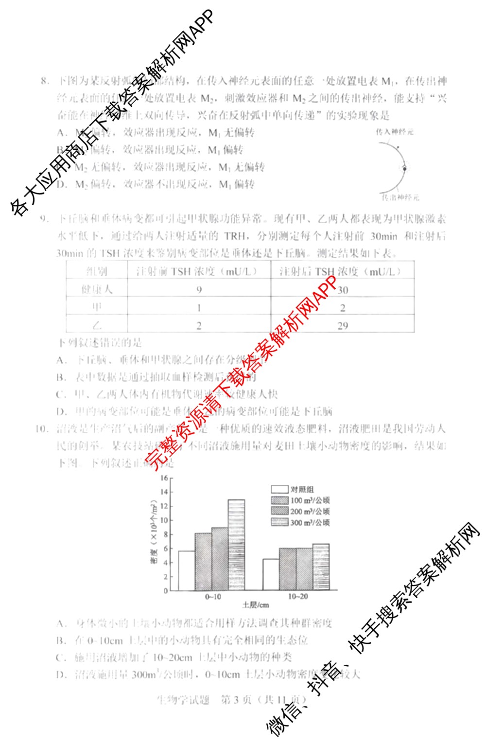 吉林省长春市2026届高三质量监测(二)各科答案及试卷（含历史、地理、生物等9份）生物试题