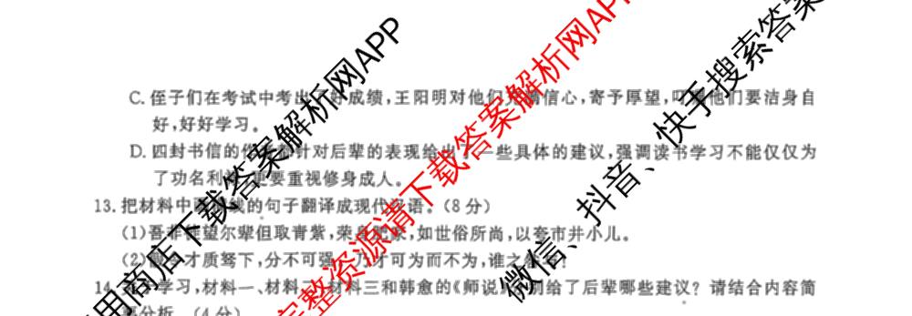 2026届名校大联盟高三月考卷(二)试卷及答案汇总（含地理(HNY) 物理(GS) 英语等10份）语文试题
