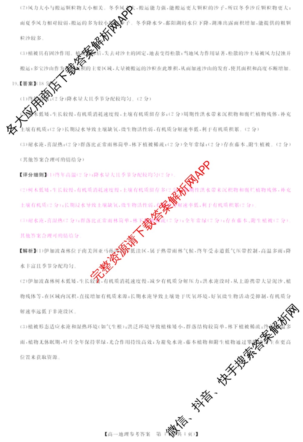 河南省2025-2026学年高一年级3月测评各科答案及试卷（含历史 数学 物理等9份）地理答案
