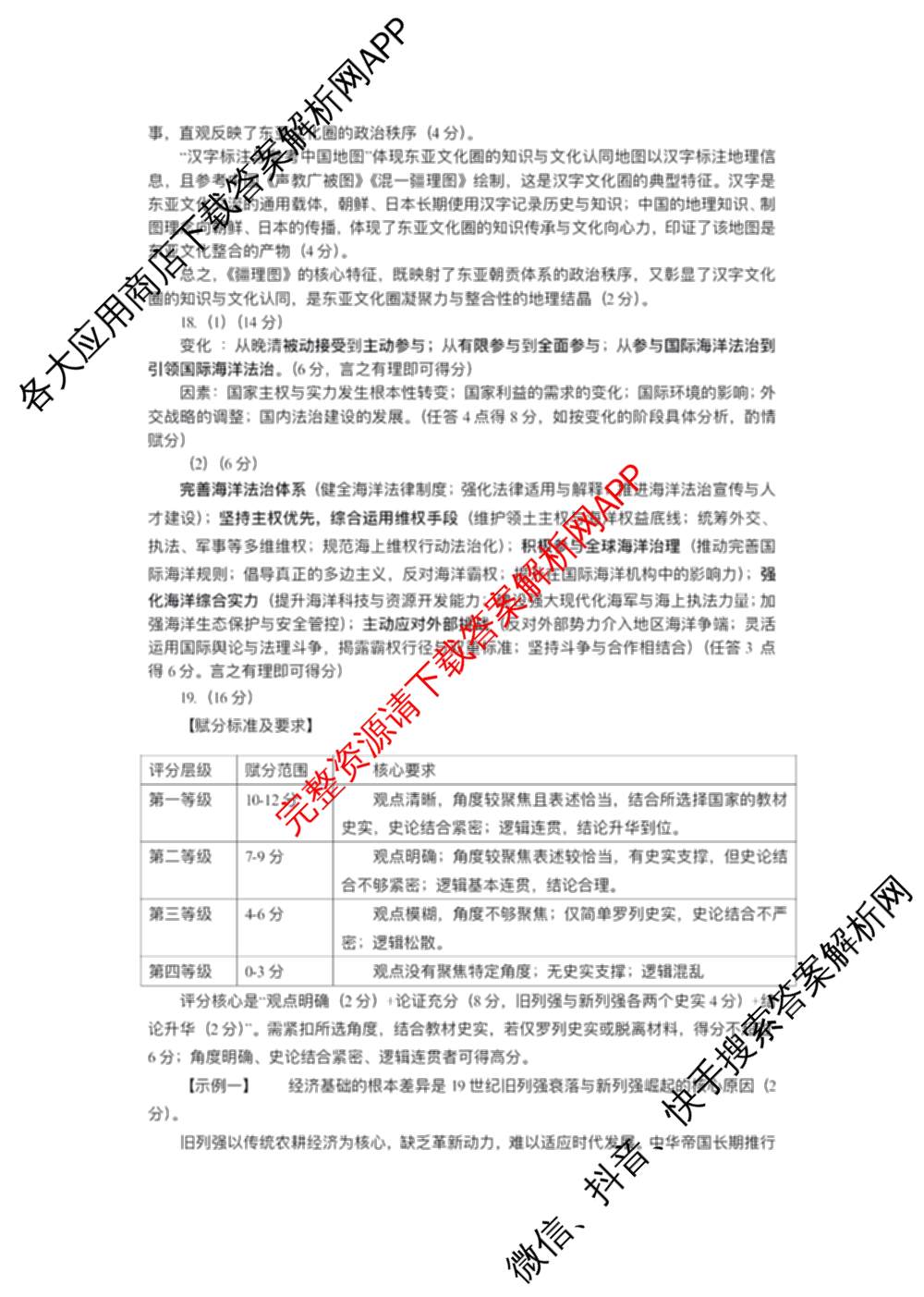 湖南省岳阳市2026届高三教学质量监测(二)（含数学 生物 英语等）历史答案