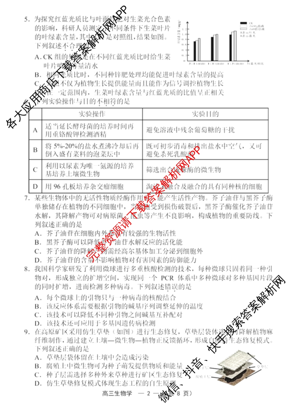 福建省福州市2026届高中毕业班4月适应性练各科答案及试卷（含化学 地理 语文等9份）生物试题