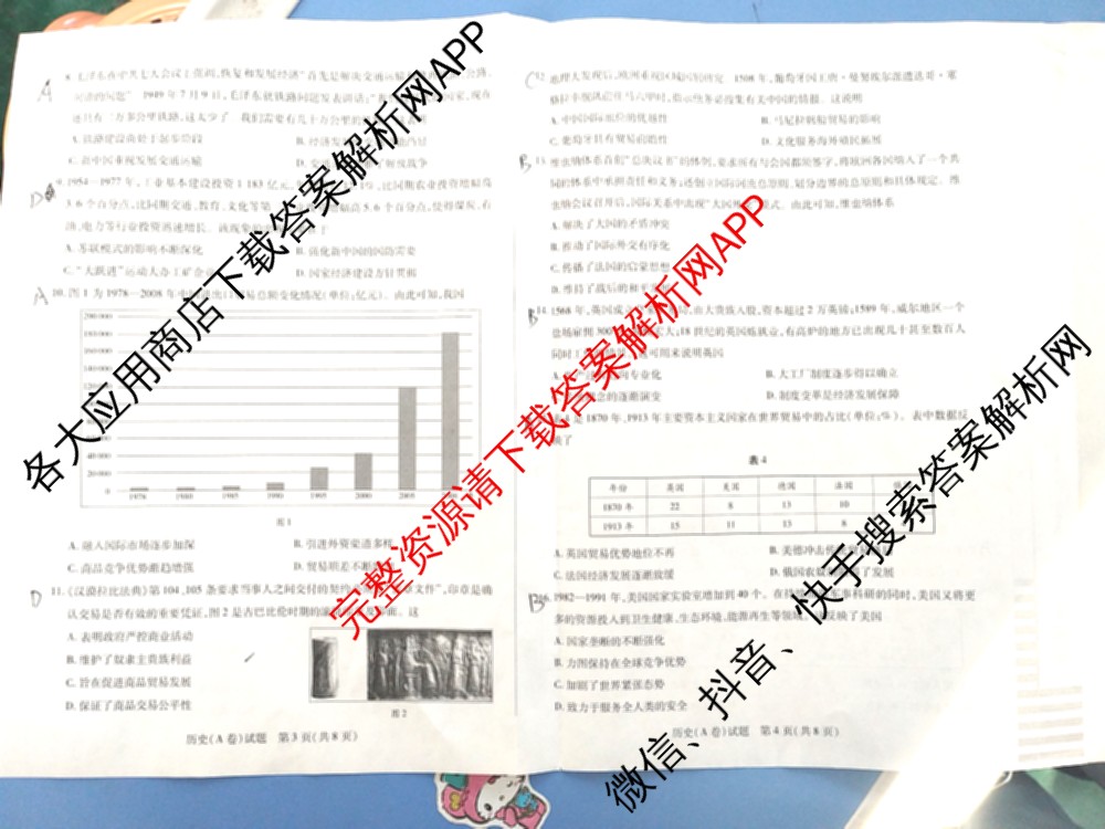 天一大联考2024-2025学年(上)高二年级期末考试各科答案及试卷（含英语(A卷) 政治(B卷) 地理(A)等）历史试题
