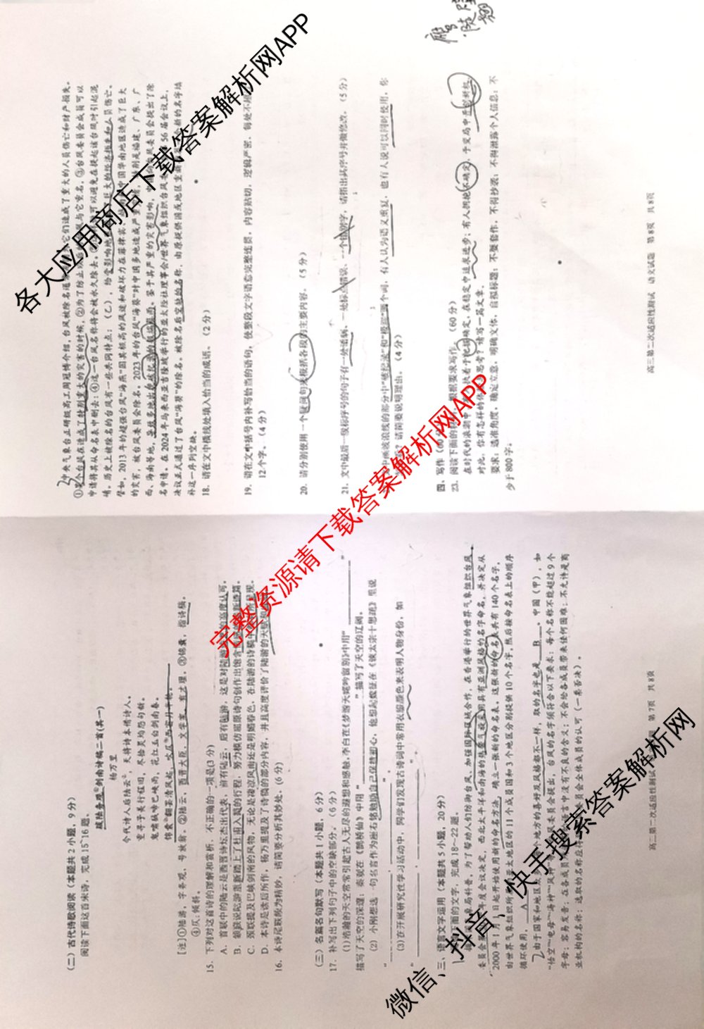 南宁三中2025届毕业班五月第二次适应性测试(2025.05)(已更新化学 历史 物理等9份)语文试题