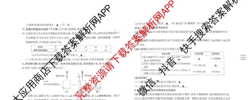 晋文源2026年中考全仿真自测卷(四)4（含化学、数学、英语等）化学试题
