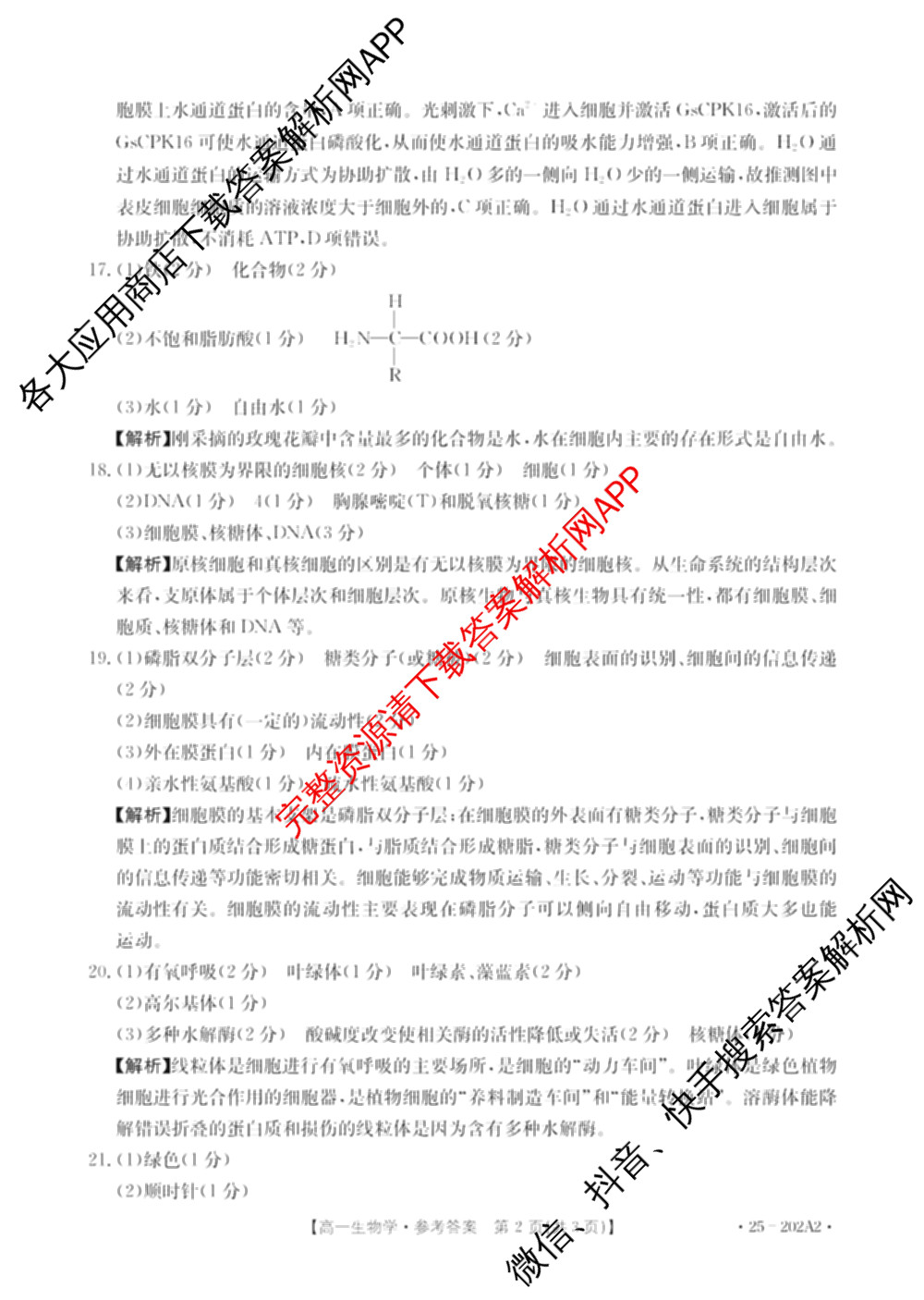 2024-2025年度上学期河南高一年阶段性考试: 含生物(A1) 地理(A1) 物理试卷解析生物答案