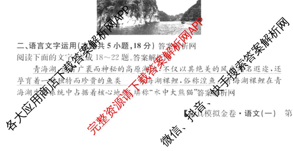 XKB-J-EX 2026届普通高等学校招生全国统一考试仿真模拟金卷(一)1: 含历史(XKB-J2-EX)、生物(XKB-J4-EX)、地理(XKB-J1-EX)试卷解析语文试题