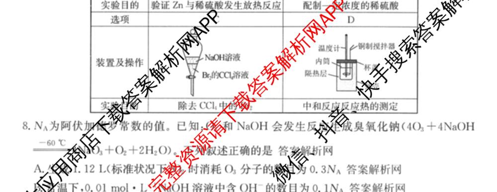 全国名校2026届高三月考滚动卷(一)1（含政治(C)、数学、英语等）化学试题