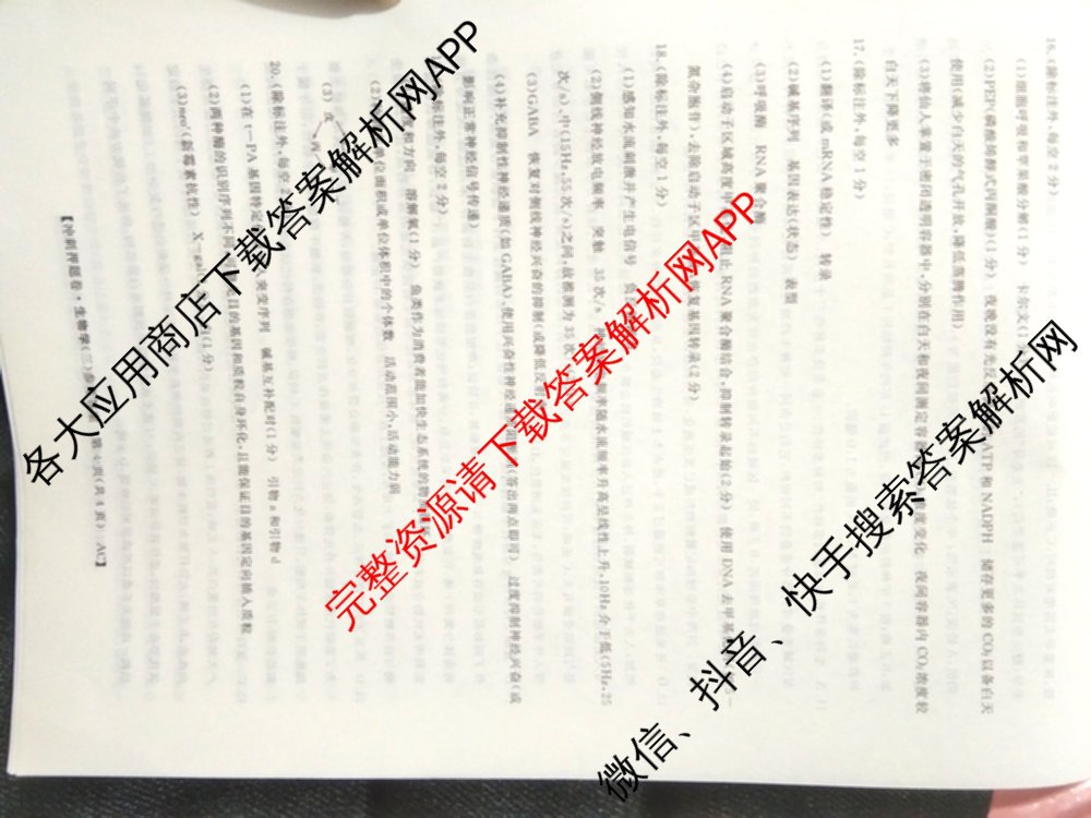 2026普通高等学校招生全国统一考试冲刺押题卷(三)3试卷及答案汇总（含生物(AC) 历史 地理(C)等15份）生物答案