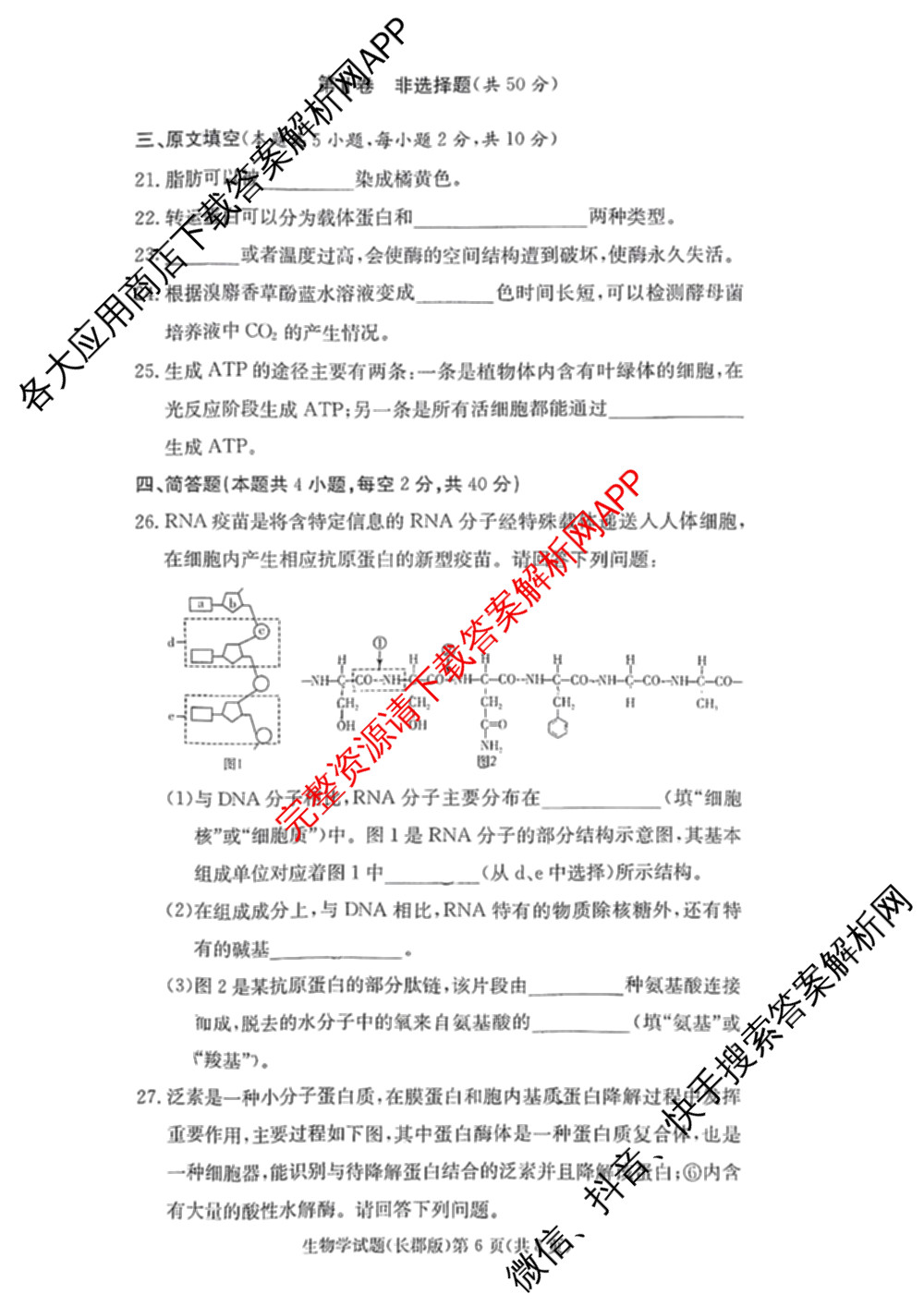 长郡中学2024年下学期高一期末考试（含物理 地理 英语等9份）生物试题