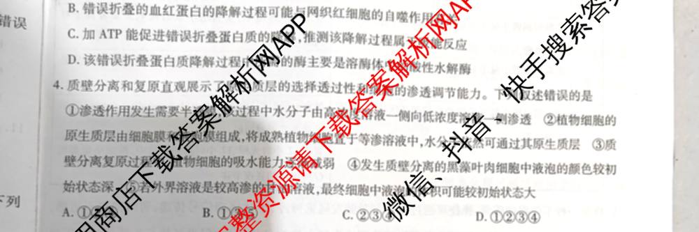 天一大联考2026届高三冲刺(六)6（含政治、数学、化学等27份）生物试题