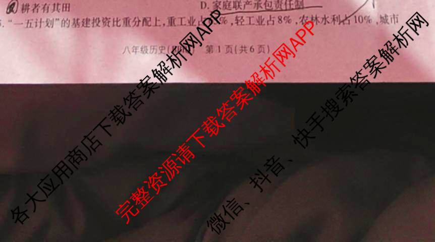 河南省2025春初中学业水平期中质量检测试卷八年级试卷及答案汇总（8科全）历史试题